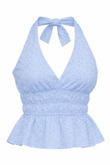 7421 Embroidered halter neck top