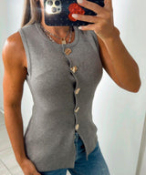 1015 Vest open front gold buttons