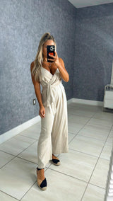 9217 Strap detailing tie front jumpsuit