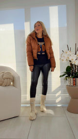 9657 Zip-up padded boxy crop hoodie jacket