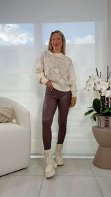 7048 Crochet detail front sweater