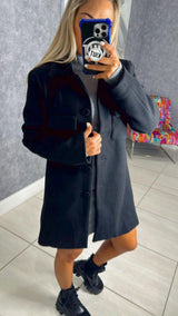 8797 Single breasted button front winter coat jacket