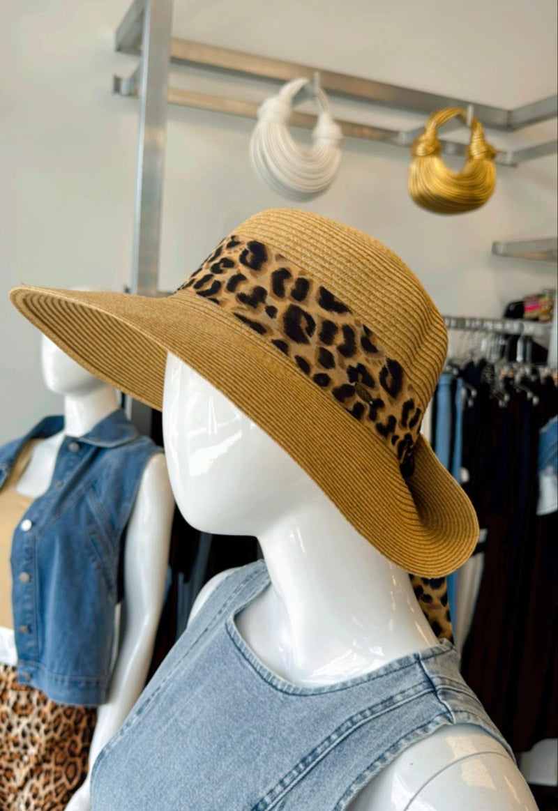 TH13 Leopard print floppy sun hat