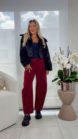 1314 Slouchy ankle barrel corduroy pants