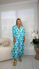 7058 Polka dot jacket and jogger set