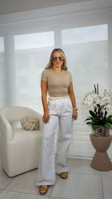 7465 Polka dot high waist pants