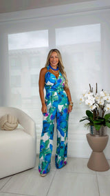 7103 Asymmetrical metal buckle detail jumpsuit