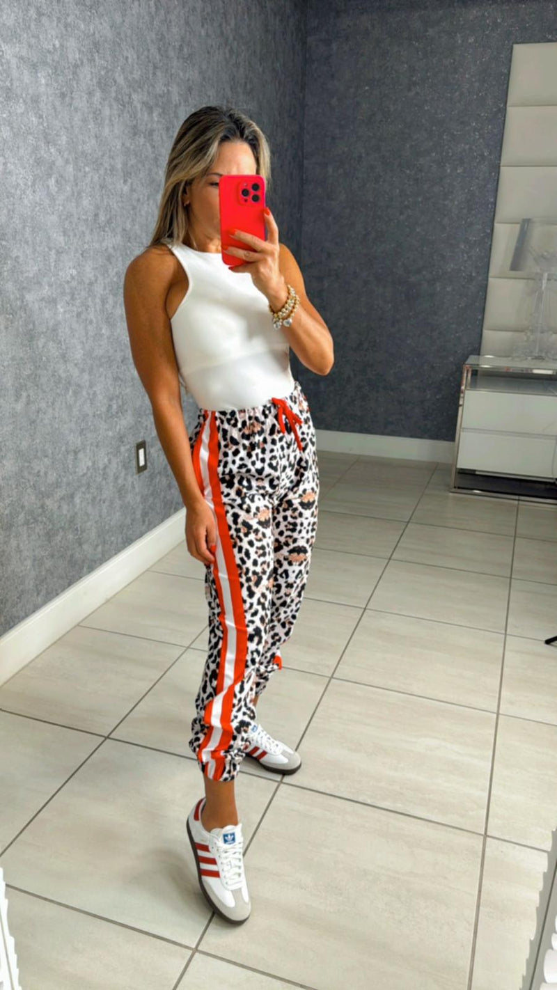 0021 Animal print with stripe jogger