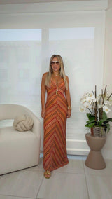 0171 Knit open back maxi dress