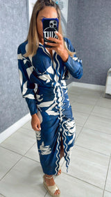 3795 Printed long sleeve dress