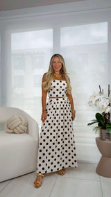 8196 Polka dot crop top and midi skirt set