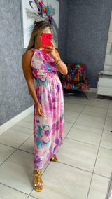 A232 Floral print midi dress