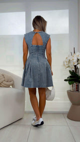 3258 Striped denim mini dress