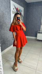 4441 Dennet off shoulder flare mini dress