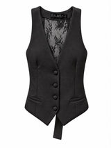 6205 Lace back button front vest