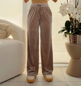 FIE1 Ribbed velvet high waist wide leg pants
