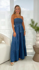 2442 Strapless smocked dress