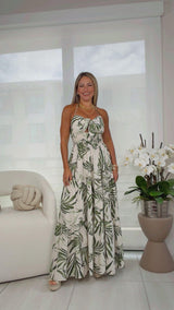 6649 Printed knot front maxi dress