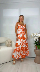 0483 Floral print midi dress