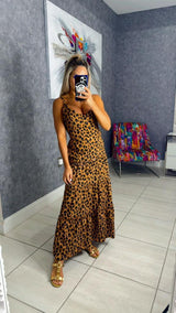 2207 Leopard print long dress