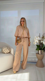 EN16 Linen top and wide leg pants set