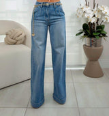 4228 Wide leg strech denim pants