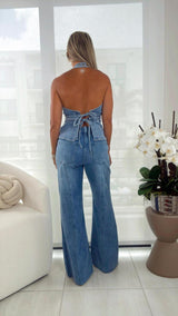 8866 Halter neck studded top
