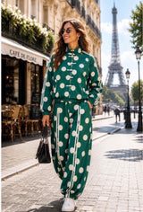 7058 Polka dot jacket and jogger set