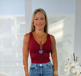 L064 V-neck ribbed top