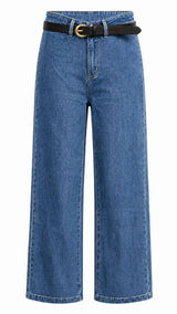 6033 Wide leg denim pants with belt