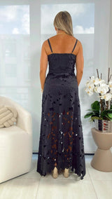 5043 Lace long top and short set