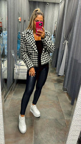 2275 Houndstooth double breasted crop blazer