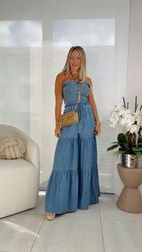 1964 Chambray jumpsuit strapless
