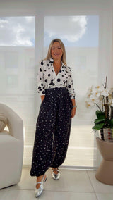 2773 Chiffon polka dot harem pants