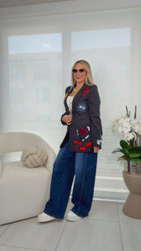 1618 Bold embroidered patchwork blazer