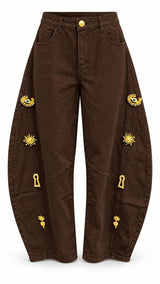 7689 Sense pins denim barrel pants