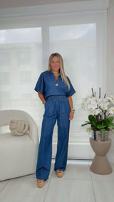 9206 Denim top and pants set