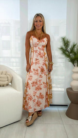 2563 Printed woven midi dress with cami top