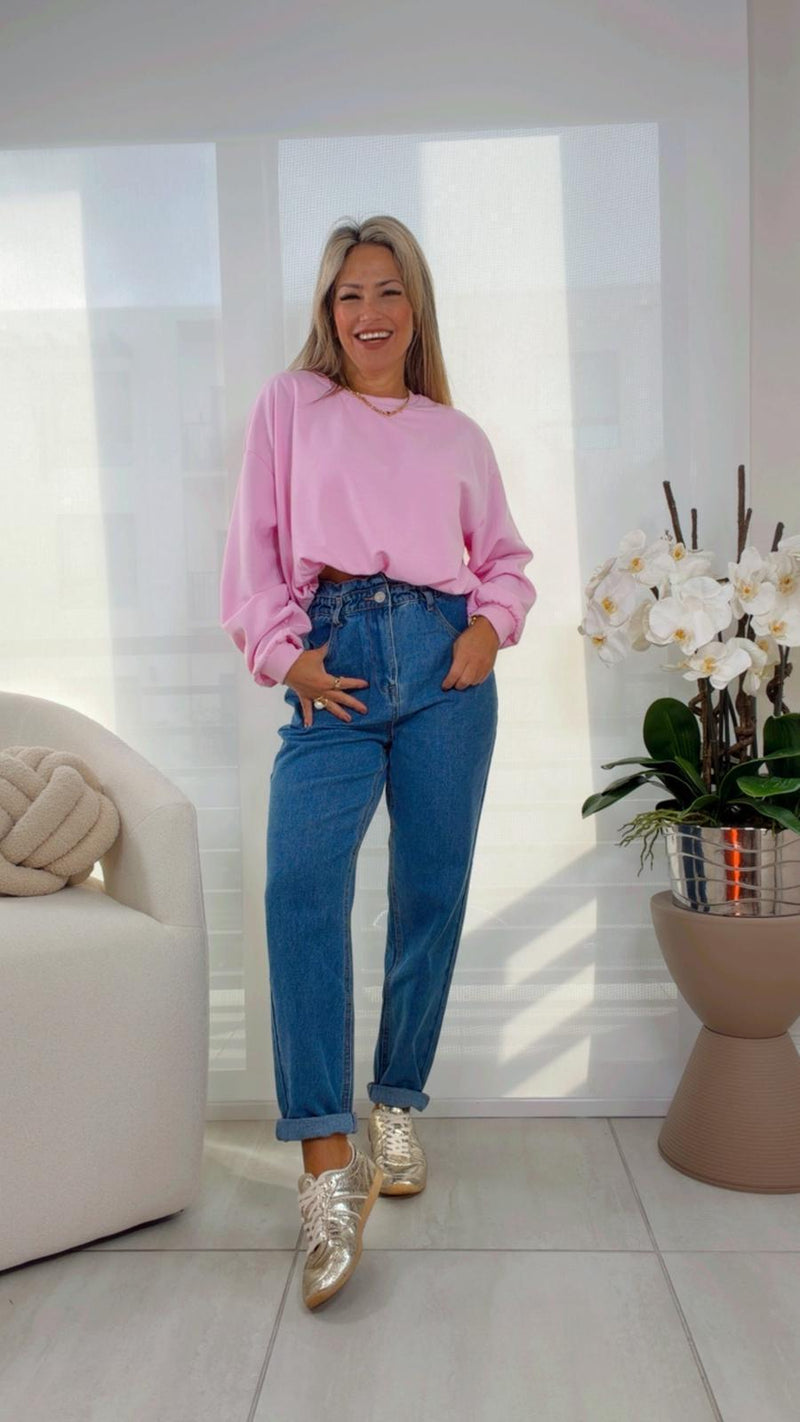 3096 Elasticized gathered hem sweater