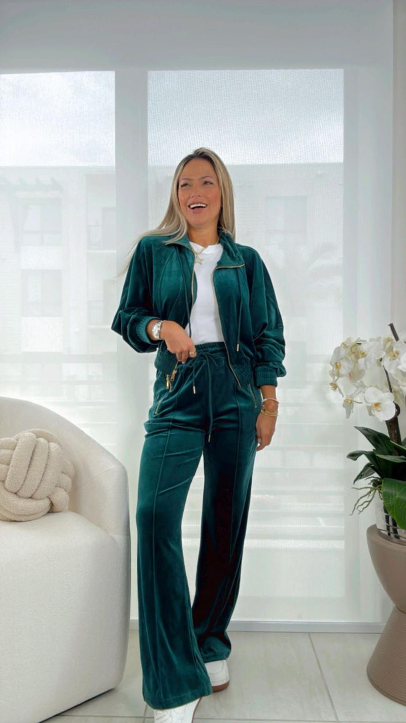 LOR2 Velour funnuel neck jacket and pants set