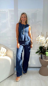 8495 Denim tank top and jeans set