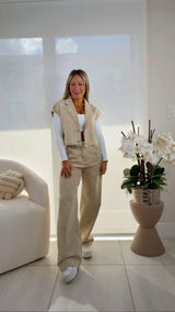 3002 Washed denim vest and pants set