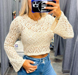 4593 Long sleeve crochet sweater