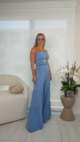 7953 Tube top and wide leg pants set