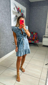 5101 Button front washed denim dress