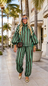 8029 Puff sleeve and jogger pants set
