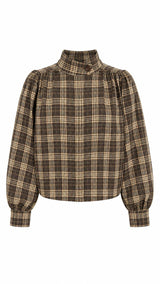 6120 Plaid blouse with mock neck