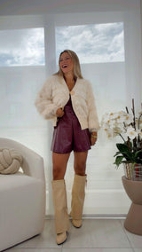 2814 Furry fox gold button sweater