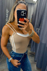 1310 Two tone cami ribbed bodysuit