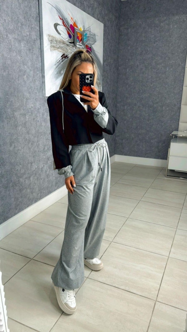 6095 Crop blazer and wide pants set